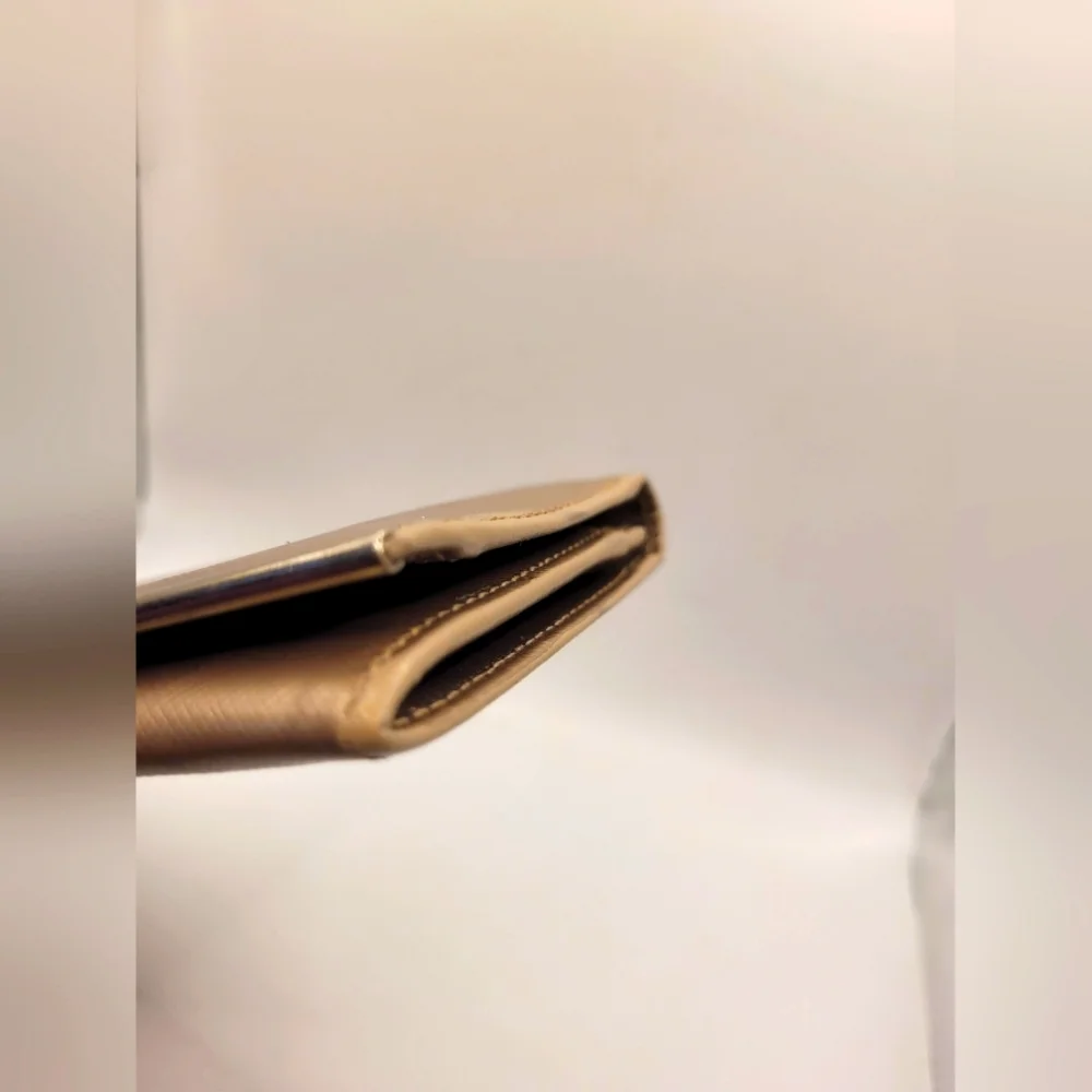 Salvatore Ferragamo Gancini Leather Long Gold Metallic Wallet